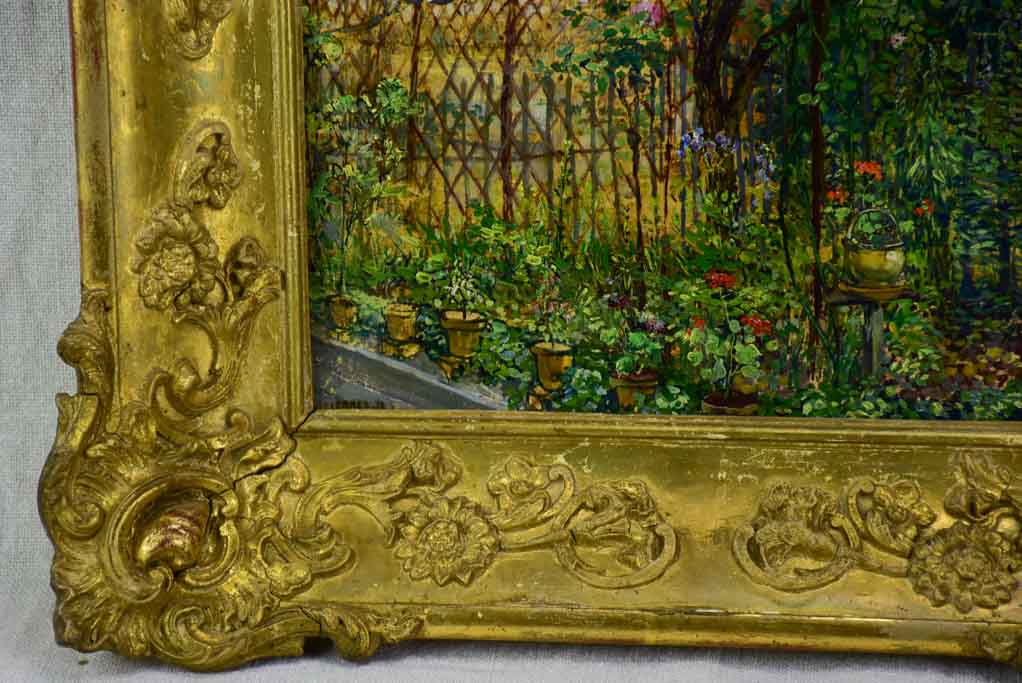 Early 20th century oil on canvas of a Parisian house and garden - Etienne De Lierres 13" x 15"