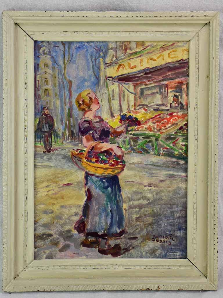 Antique Belgian oil card painting