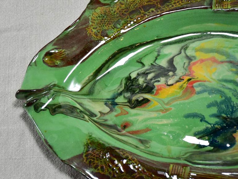 Vintage green Fish platter Vallauris 1960's 19¾" x 11¾"