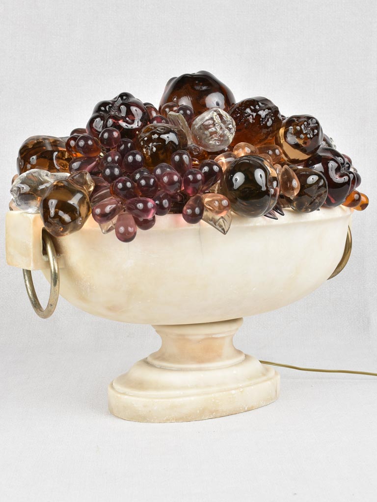 1940s table lamp - glass harvest fruit in alabaster bowl 17¾"