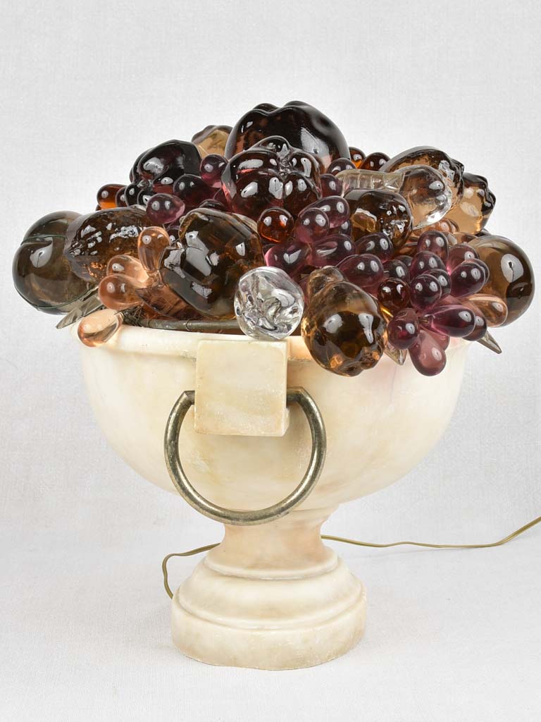 1940s table lamp - glass harvest fruit in alabaster bowl 17¾"