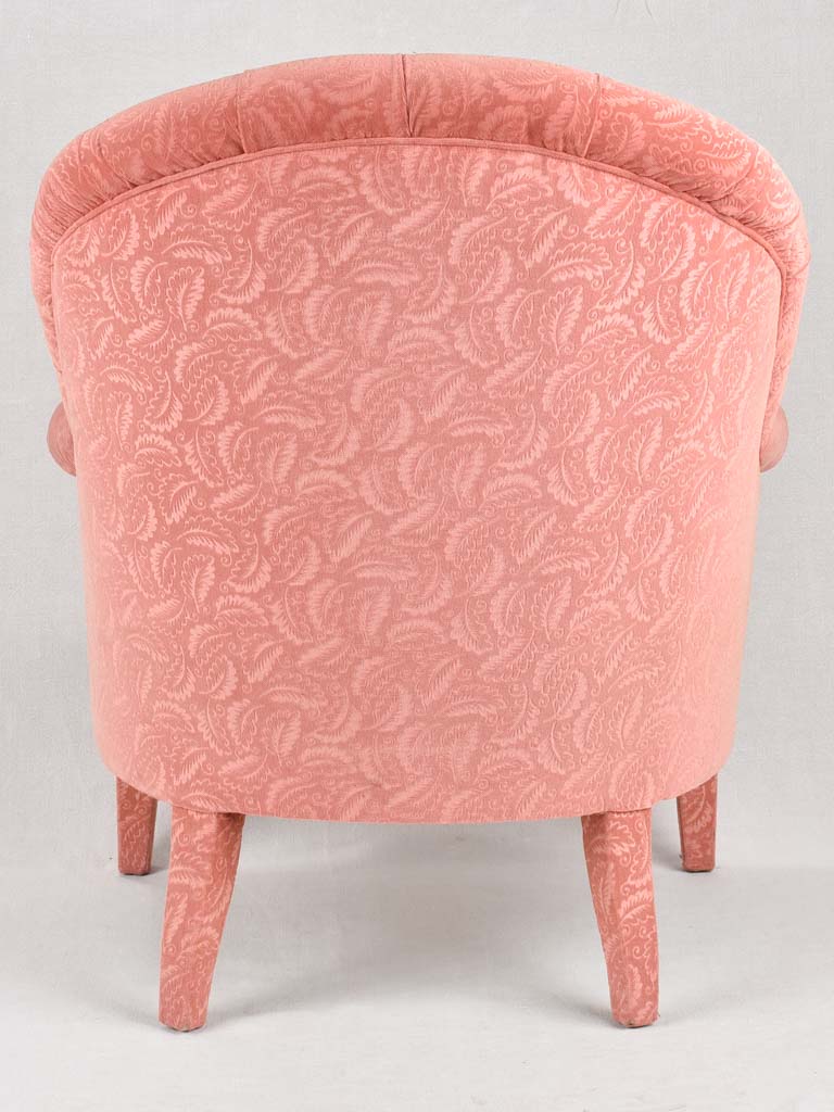 Tufted pink Duchesse brisée - armchair and footrest