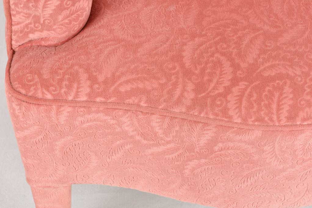 Tufted pink Duchesse brisée - armchair and footrest