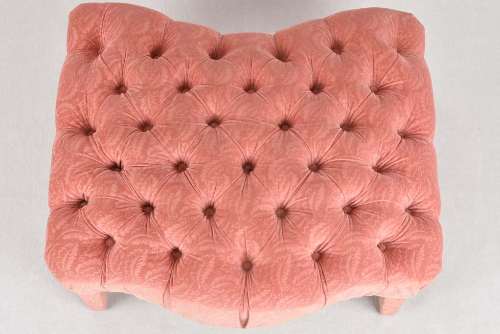 Tufted pink Duchesse brisée - armchair and footrest