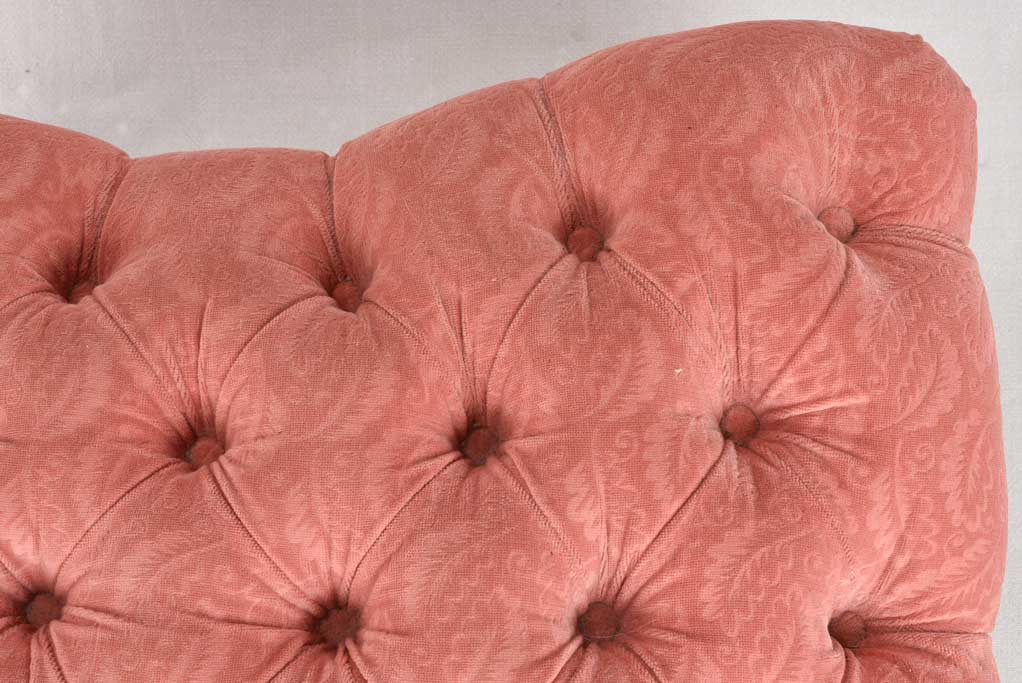 Tufted pink Duchesse brisée - armchair and footrest