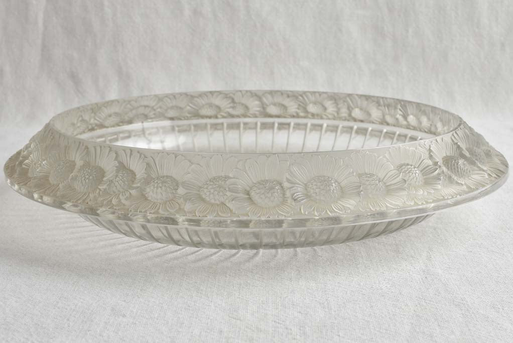 1950s cut crystal dish with daisies