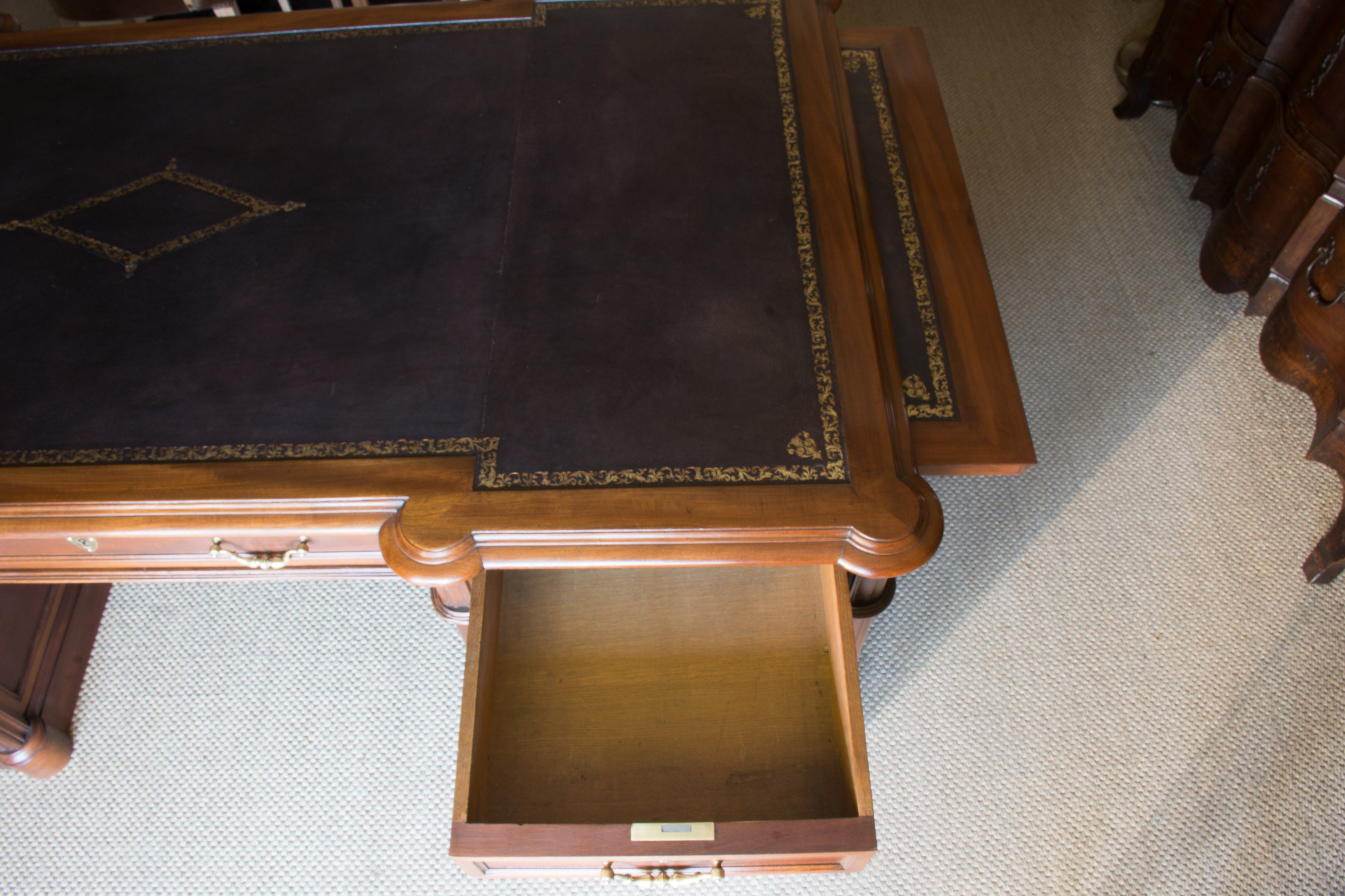 Late 19th century blonde mahogany Notary's desk with leather top