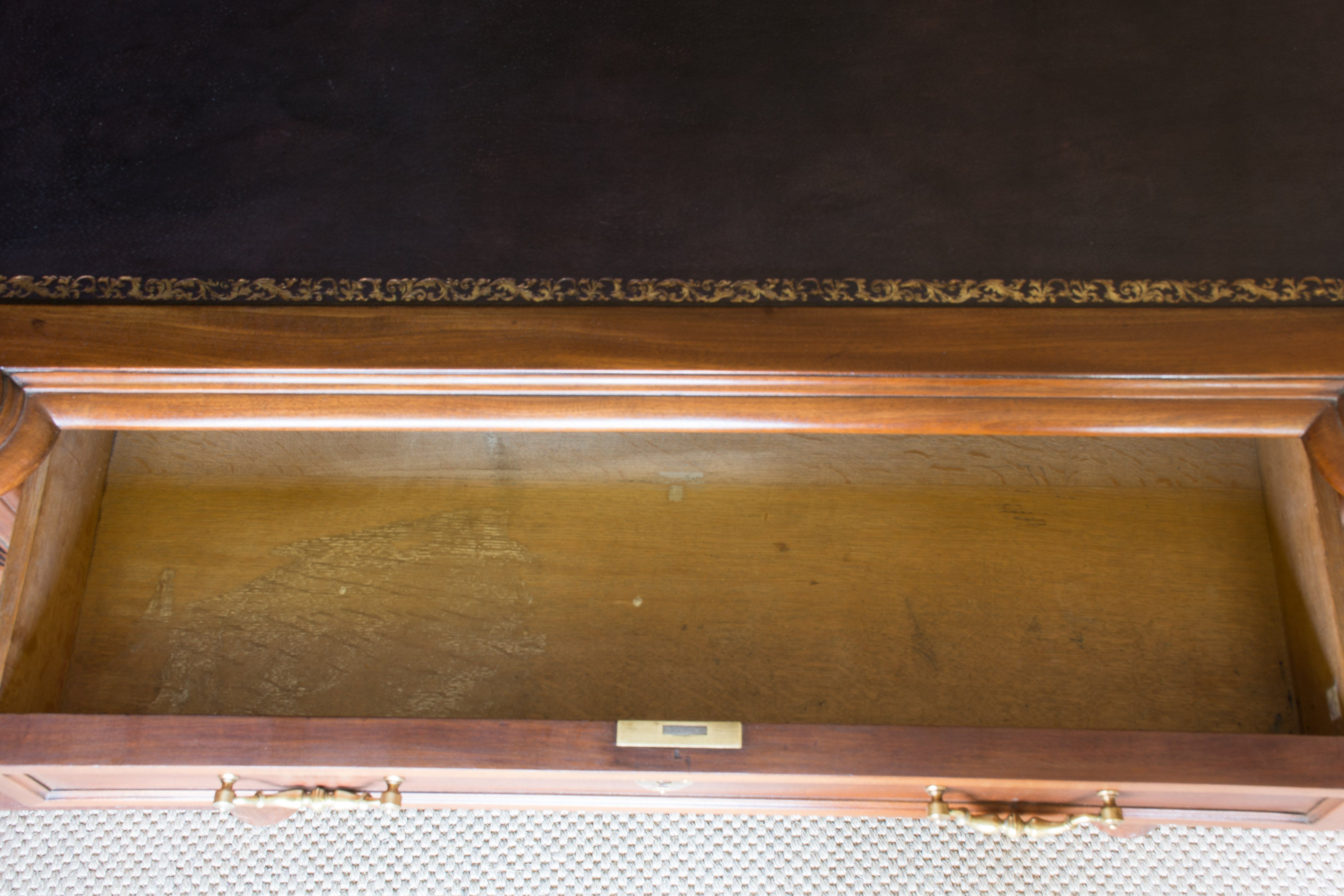 Late 19th century blonde mahogany Notary's desk with leather top