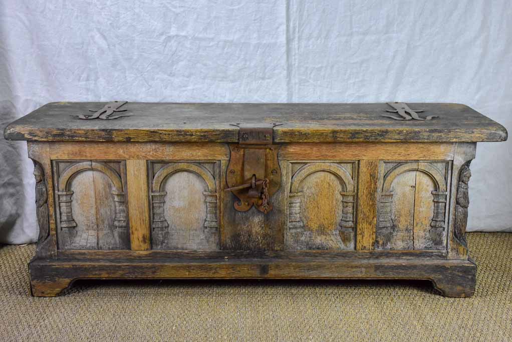 Antique carved trunk 57" x 17¼"