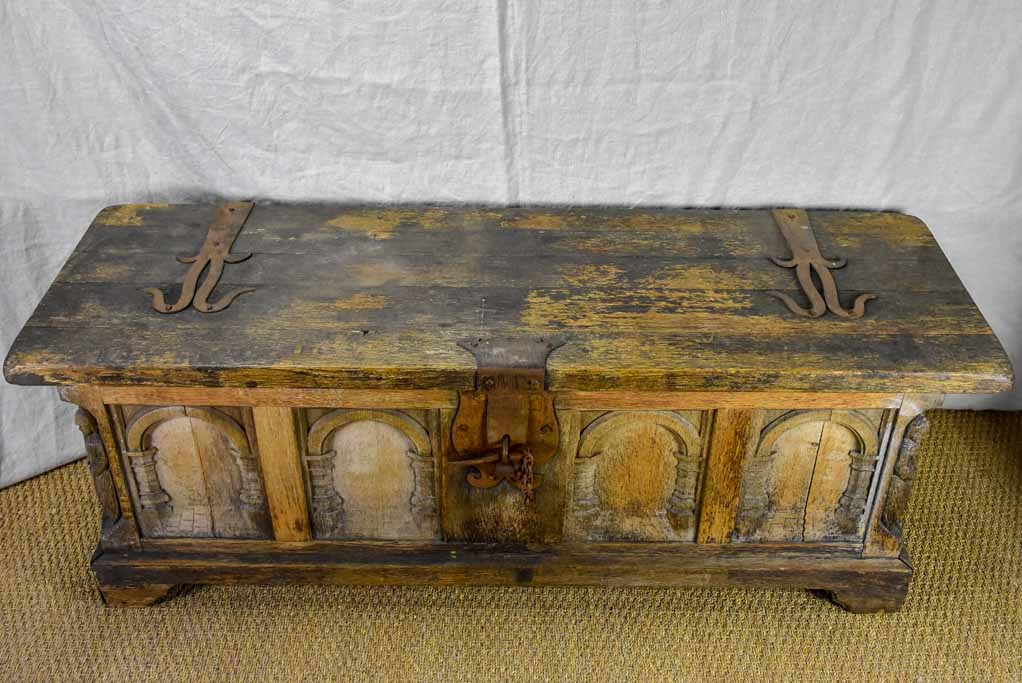 Antique carved trunk 57" x 17¼"