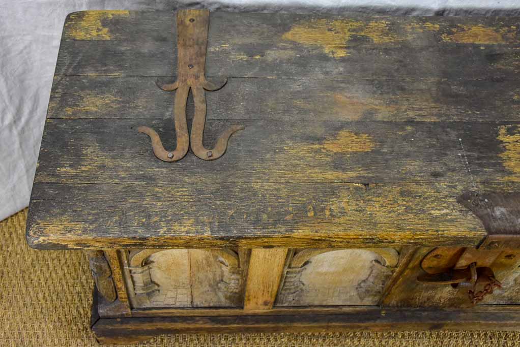 Antique carved trunk 57" x 17¼"