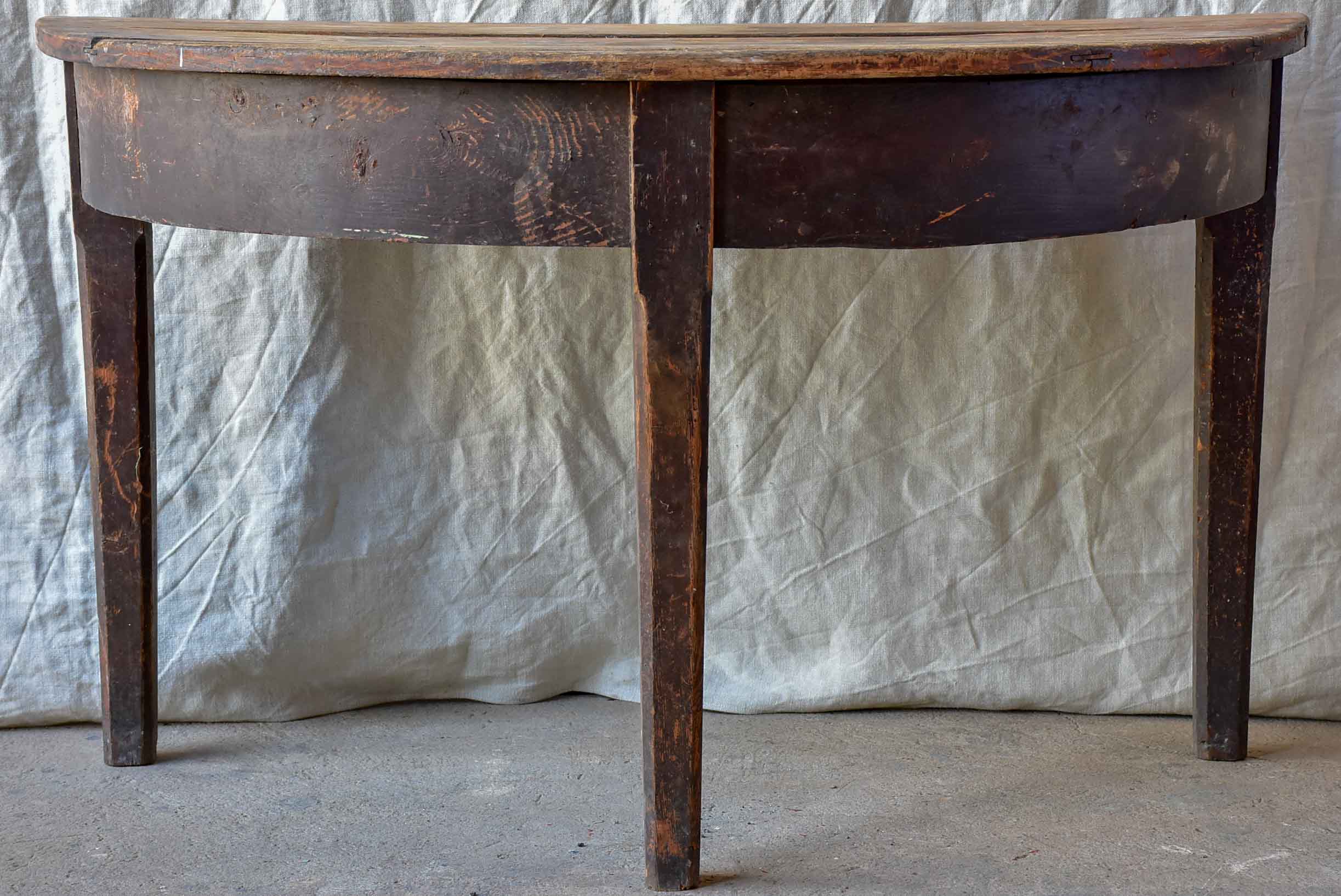 Rustic antique French demilune console table