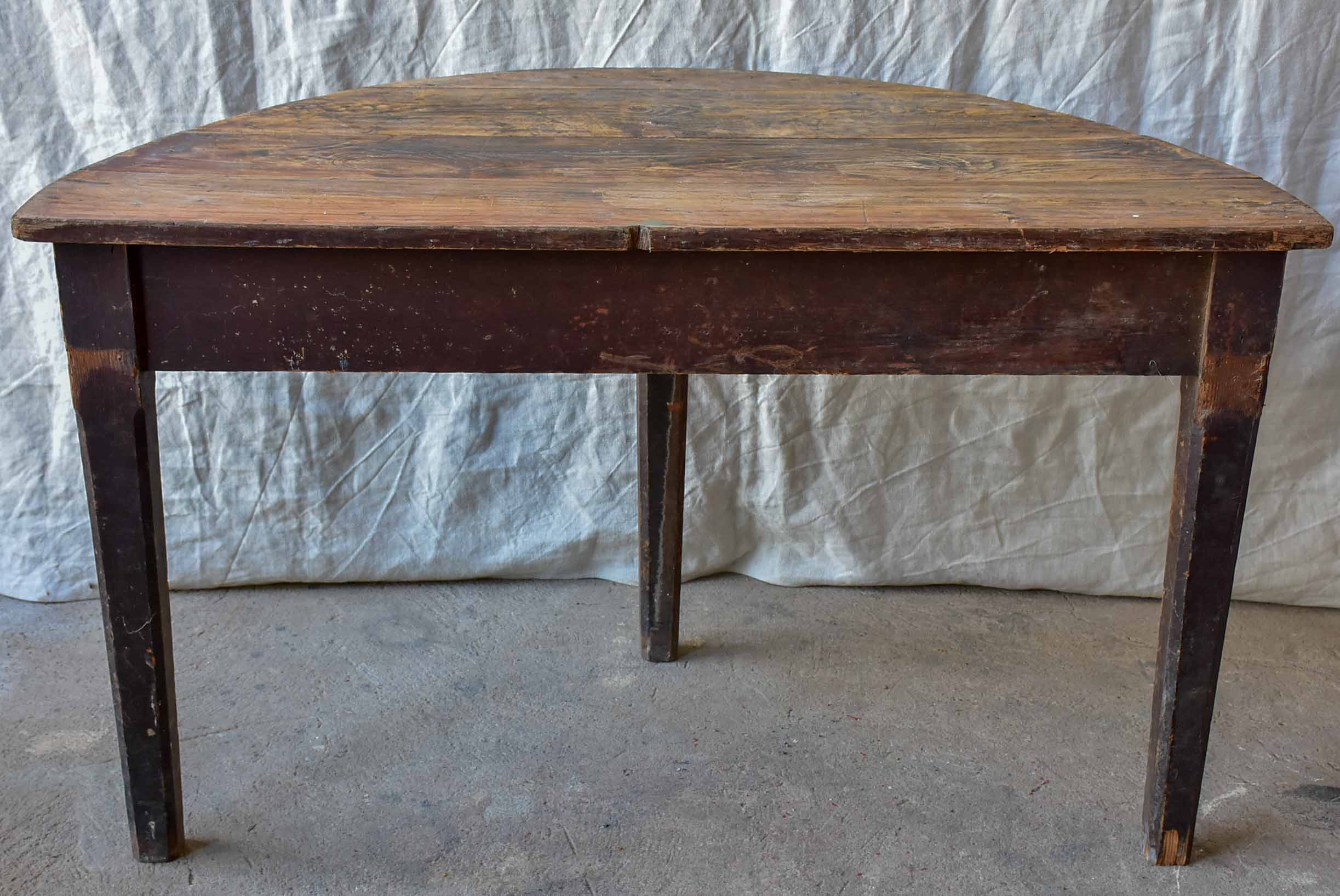 Rustic antique French demilune console table