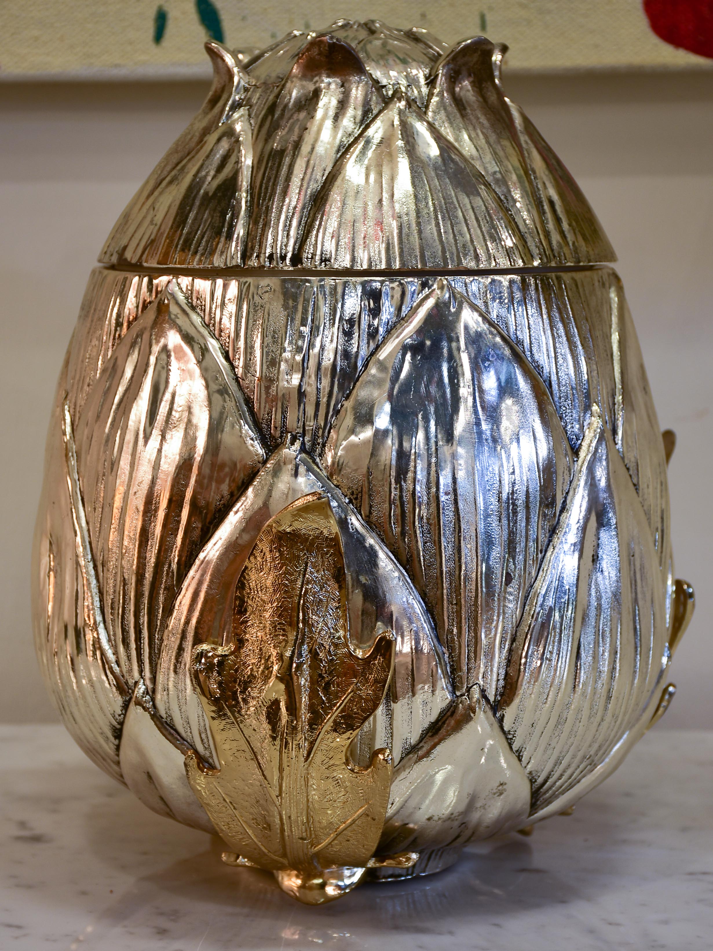 Very large Mauro Manetti champagne bucket - artichoke