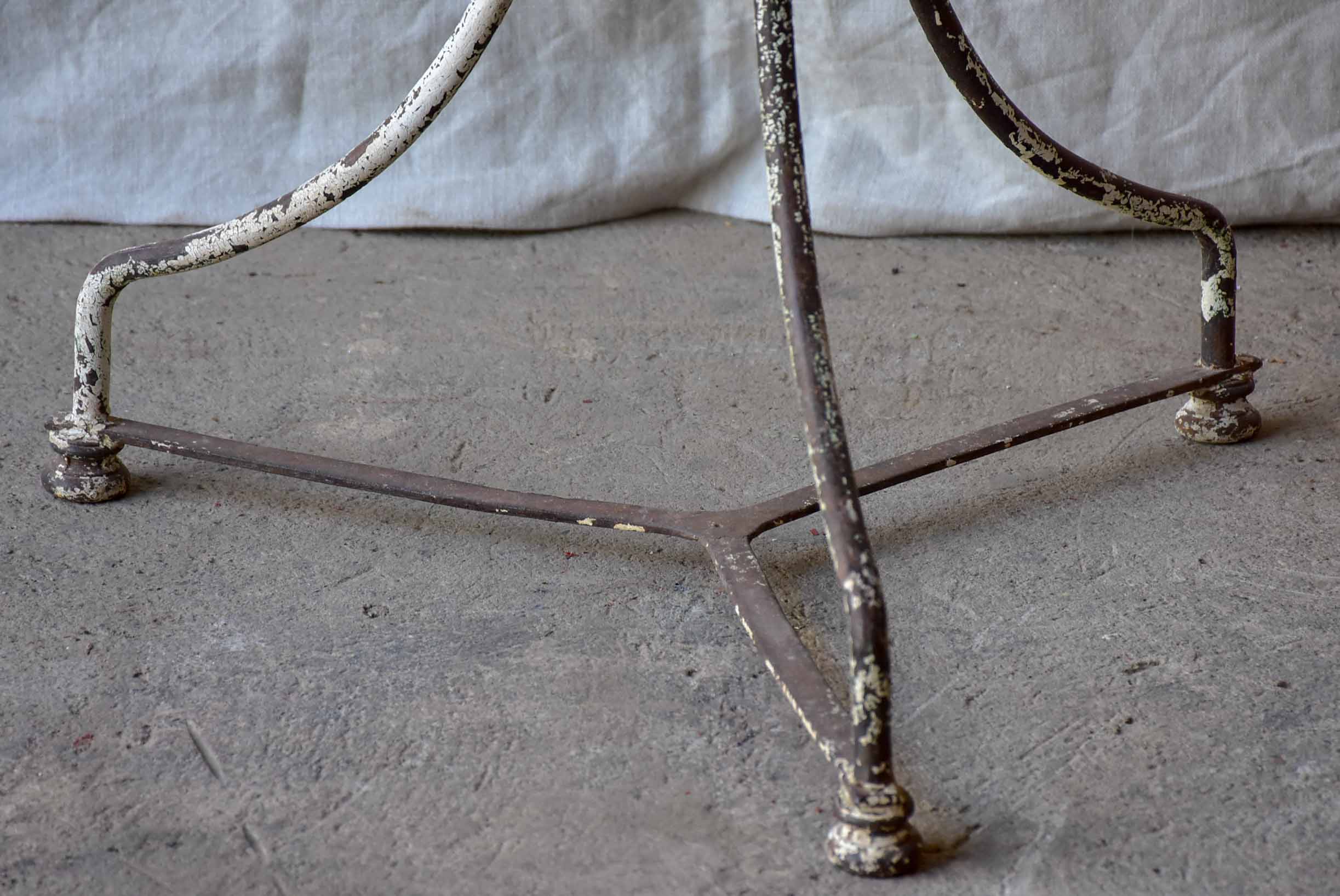 Antique French round garden table with black marble top