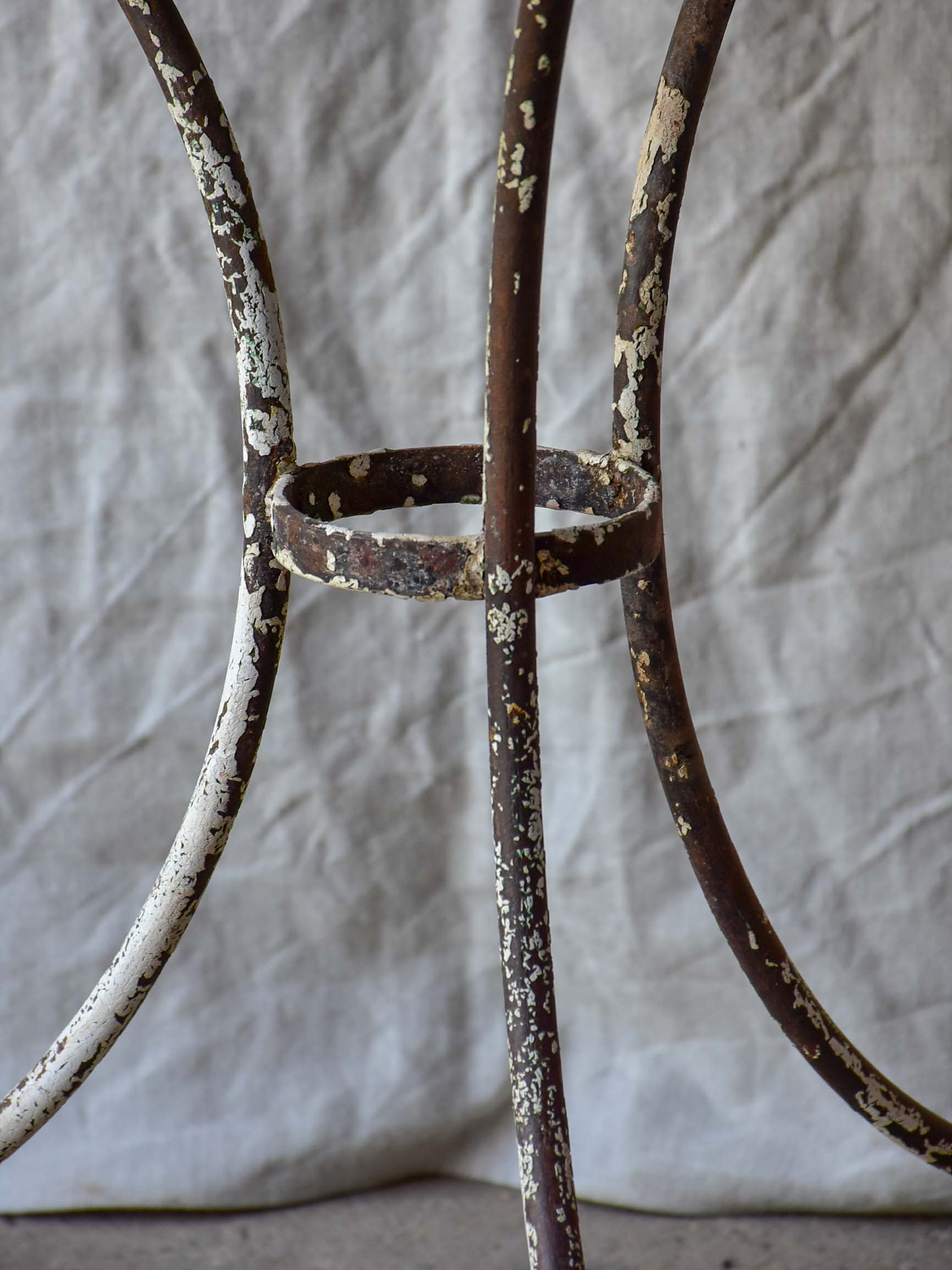 Antique French round garden table with black marble top