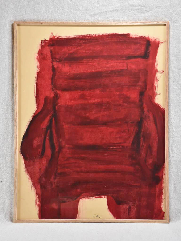 Oil on paper monotype - red chair - Caroline Beauzon 20½" x 26½"