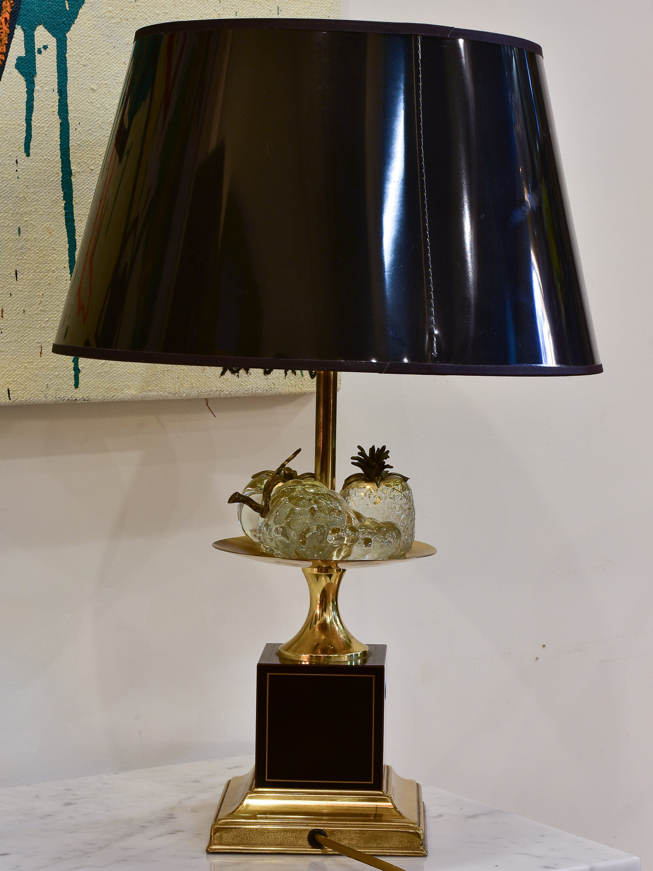 Black Maison Charles lamp with crystal fruits