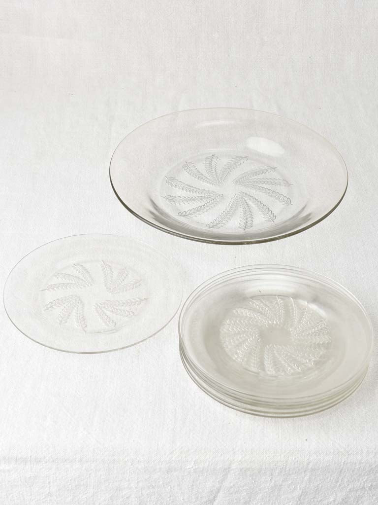 Vintage Lalique Crystal Dessert Plates Set