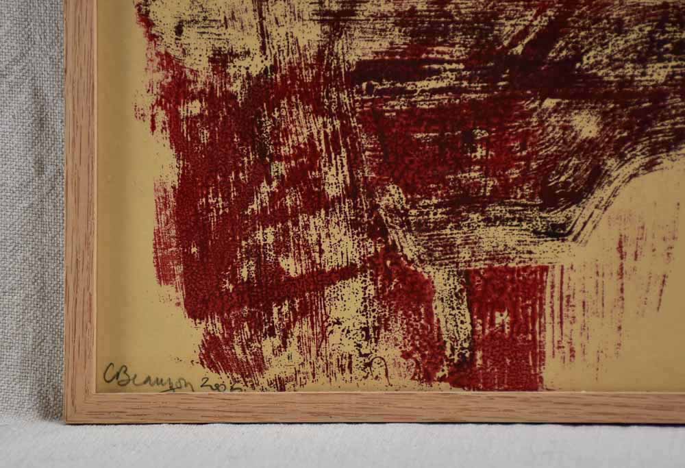 1/2 Monotype oil on paper- red chair by Caroline Beauzon 20½"x 26½"