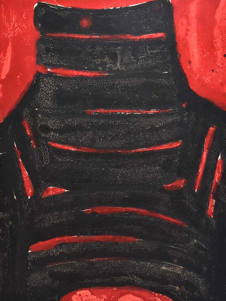 2/2 Monotype oil on paper- black & red chair by Caroline Beauzon 20½" x 26½"