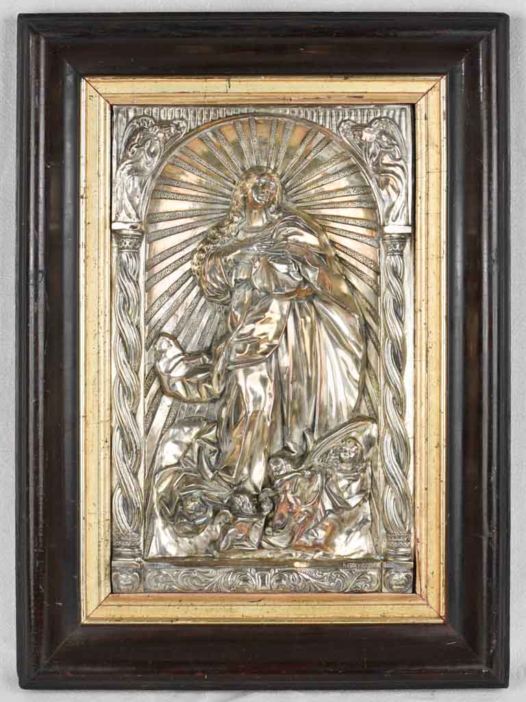 19th century Religious wall sculpture - silver plate 24" x 17"