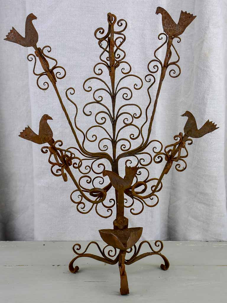 Vintage wrought iron wall sconce / lamp with birds