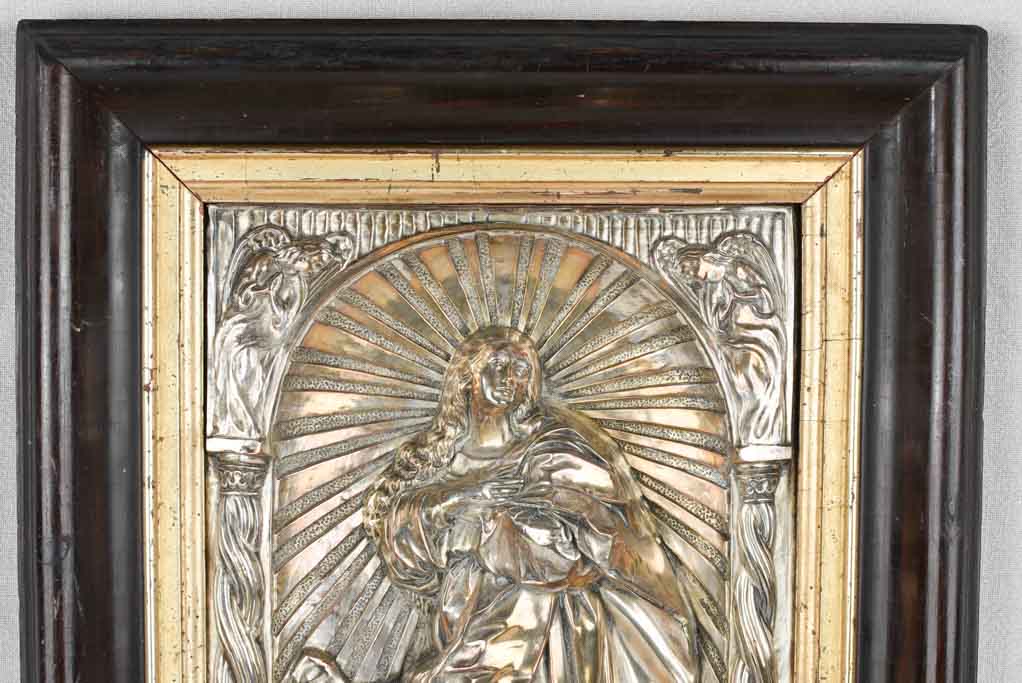 19th century Religious wall sculpture - silver plate 24" x 17"