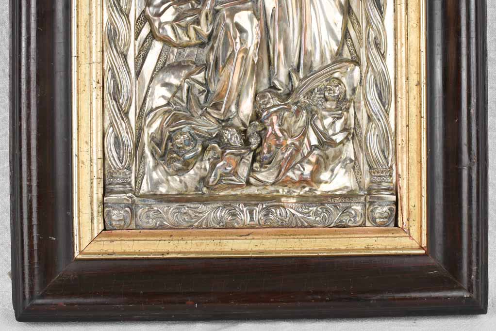 19th century Religious wall sculpture - silver plate 24" x 17"