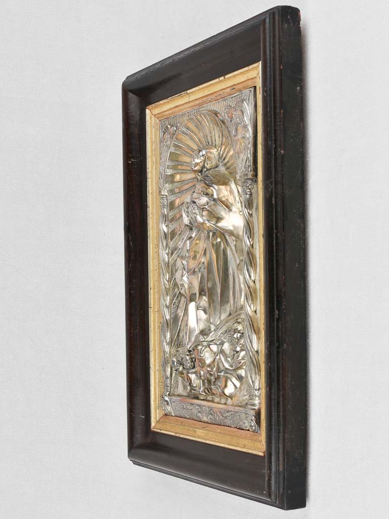 19th century Religious wall sculpture - silver plate 24" x 17"