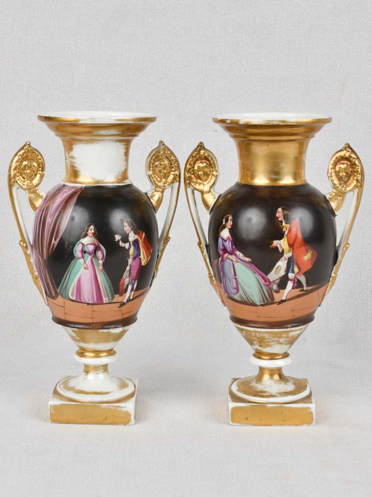 2 late 19th century Porcelain of Paris urns 9¾"