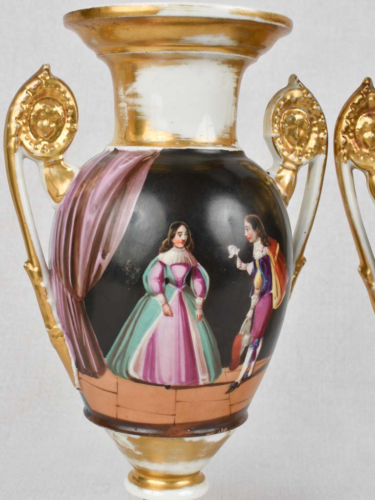 2 late 19th century Porcelain of Paris urns 9¾"