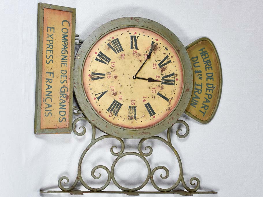 1950s clock and sign from a train station