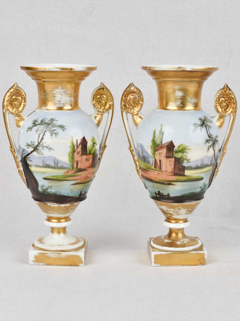 2 late 19th century Porcelain of Paris urns 9¾"