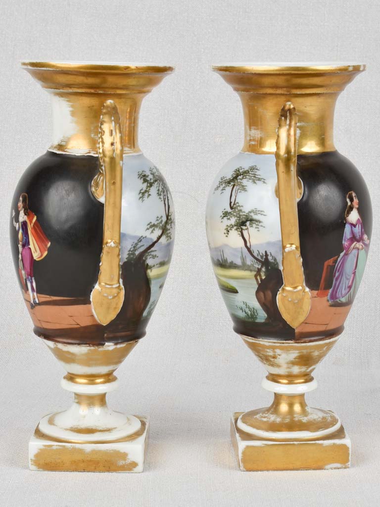 2 late 19th century Porcelain of Paris urns 9¾"