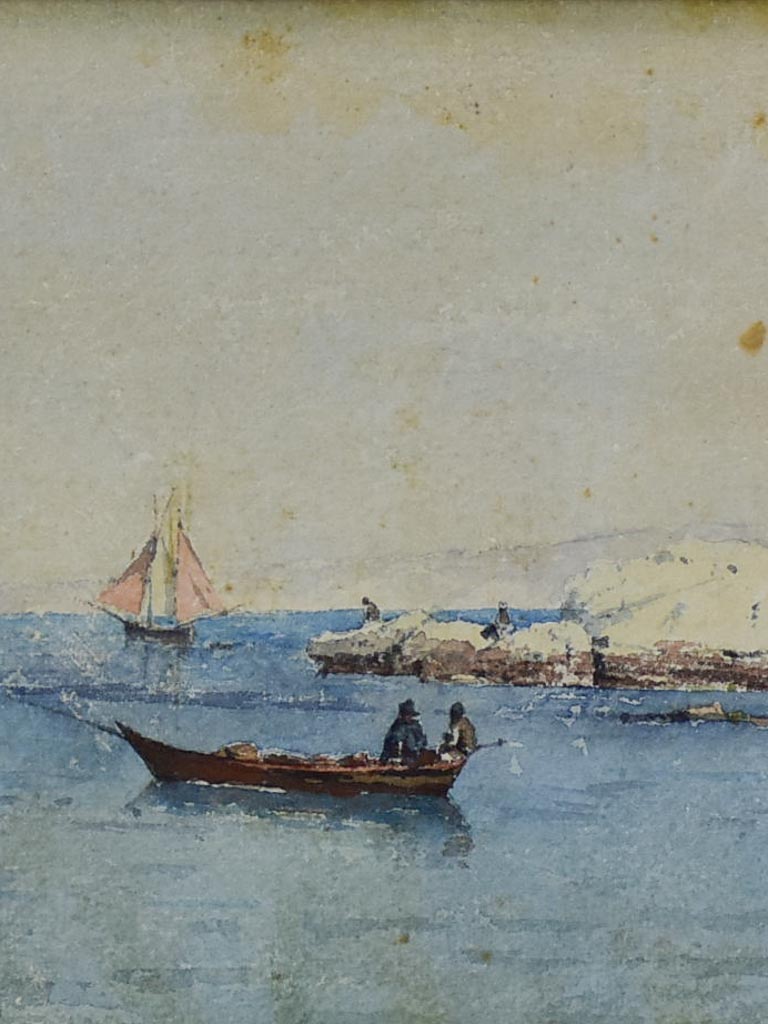 "The boats" Marseille - Les barques, Marius Pauzat (1832-1909) 16½" x 11¾"