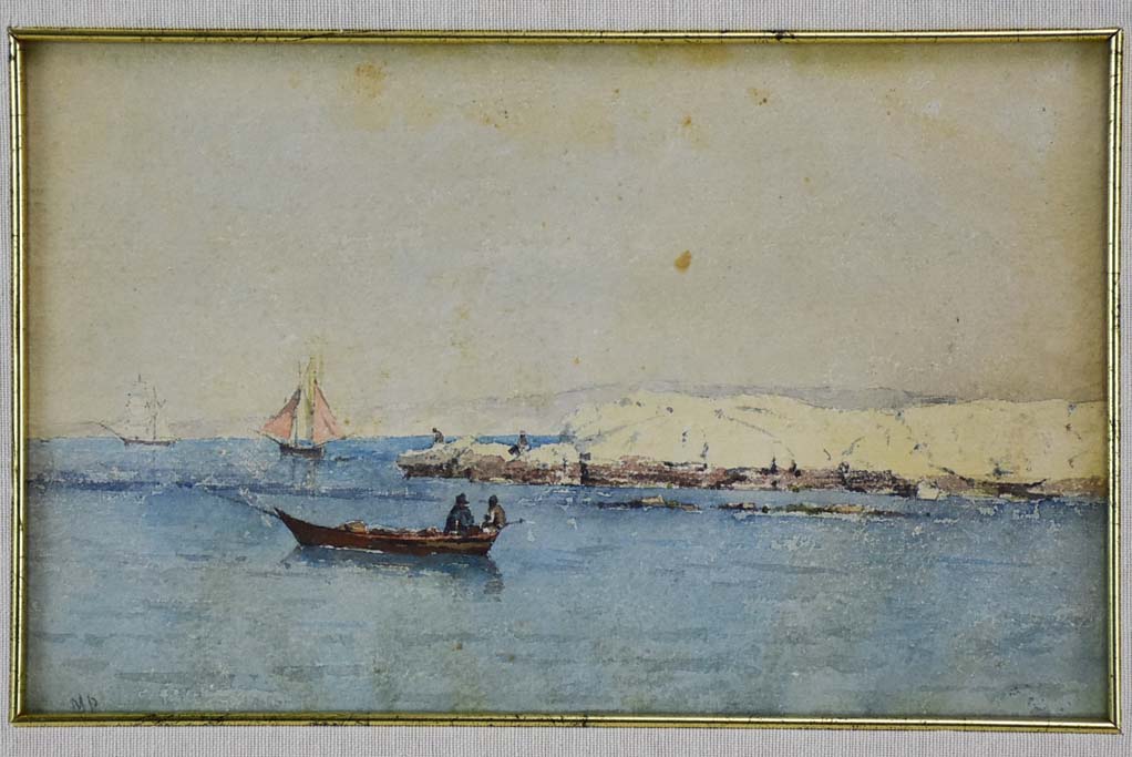 "The boats" Marseille - Les barques, Marius Pauzat (1832-1909) 16½" x 11¾"