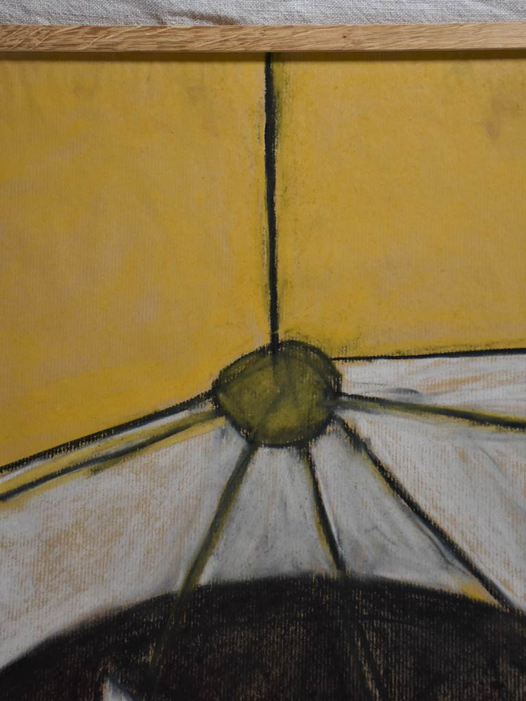 Chairs and table under a vintage chandelier - pastel on craft paper - Caroline Beauzon 27¼" x 40¼"