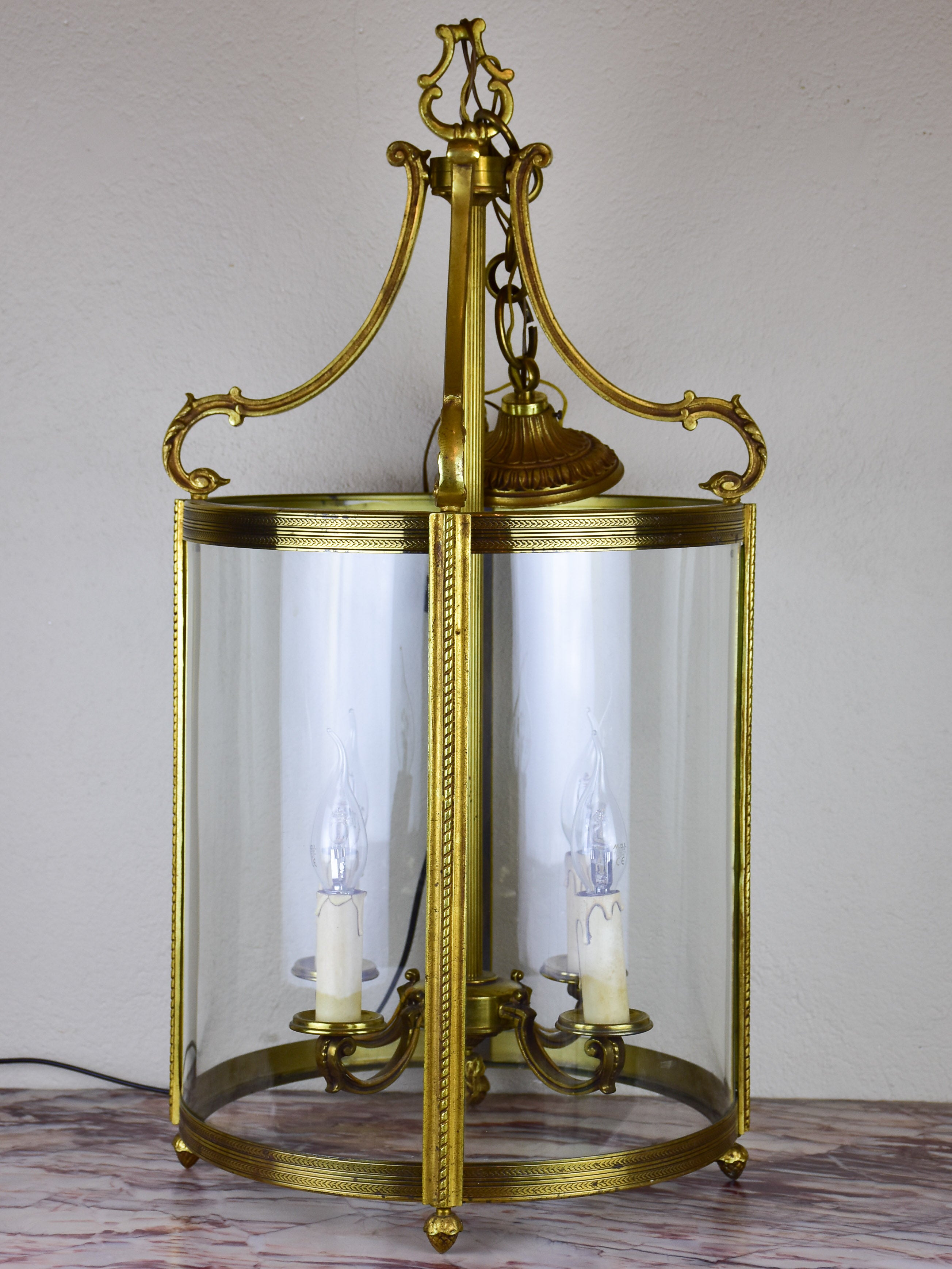 Louis XVI style lantern - bronze and glass