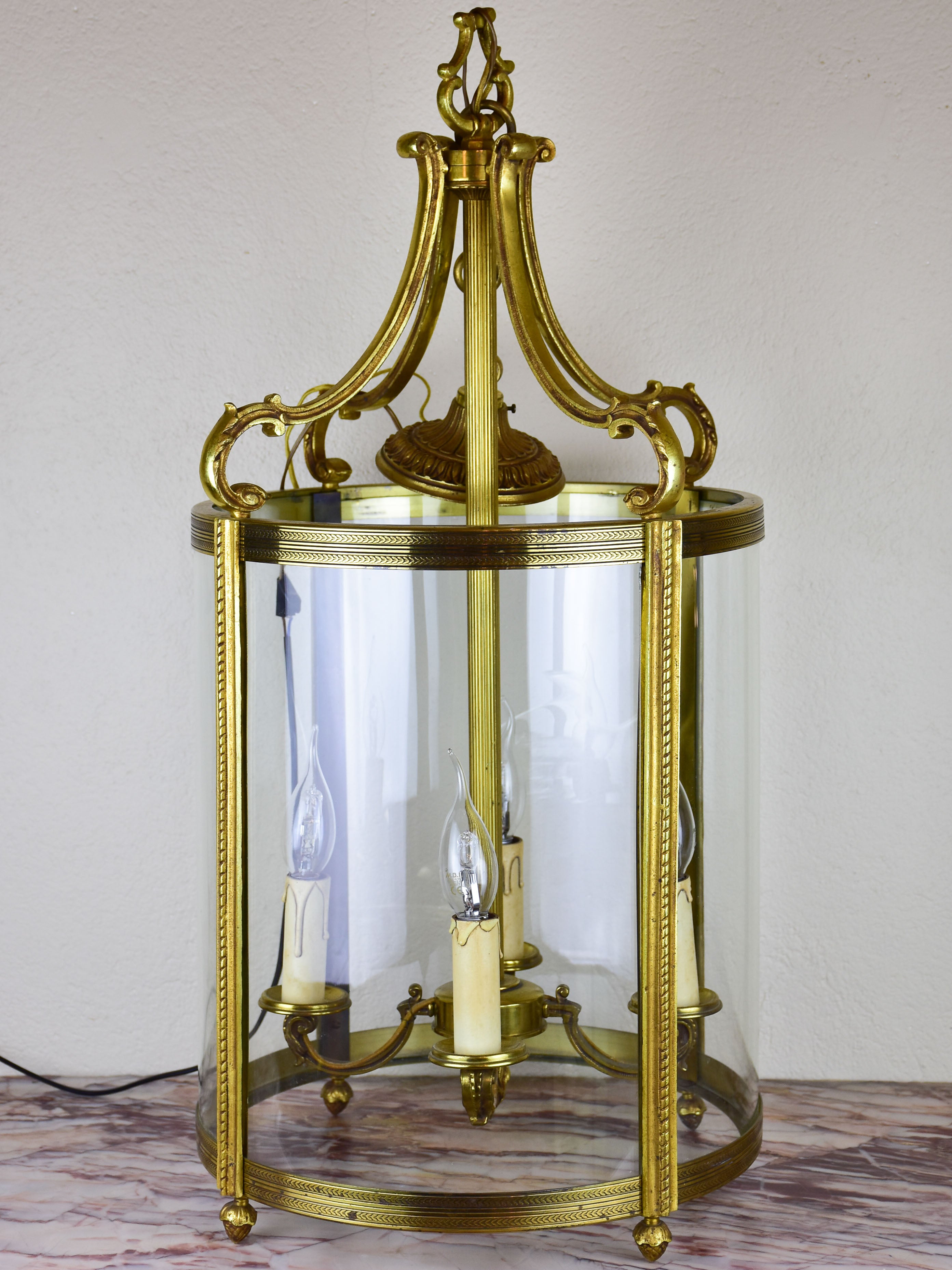 Louis XVI style lantern - bronze and glass