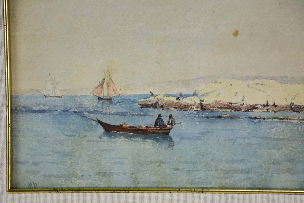 "The boats" Marseille - Les barques, Marius Pauzat (1832-1909) 16½" x 11¾"