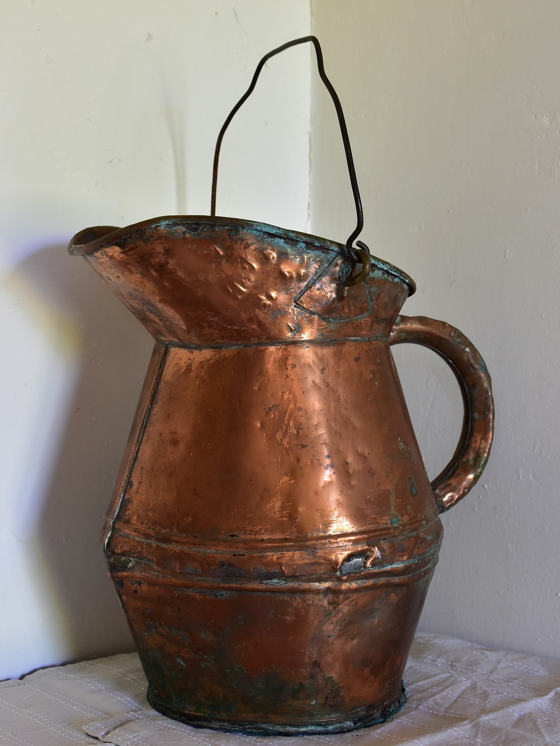 Antique French copper watering can / water pitcher