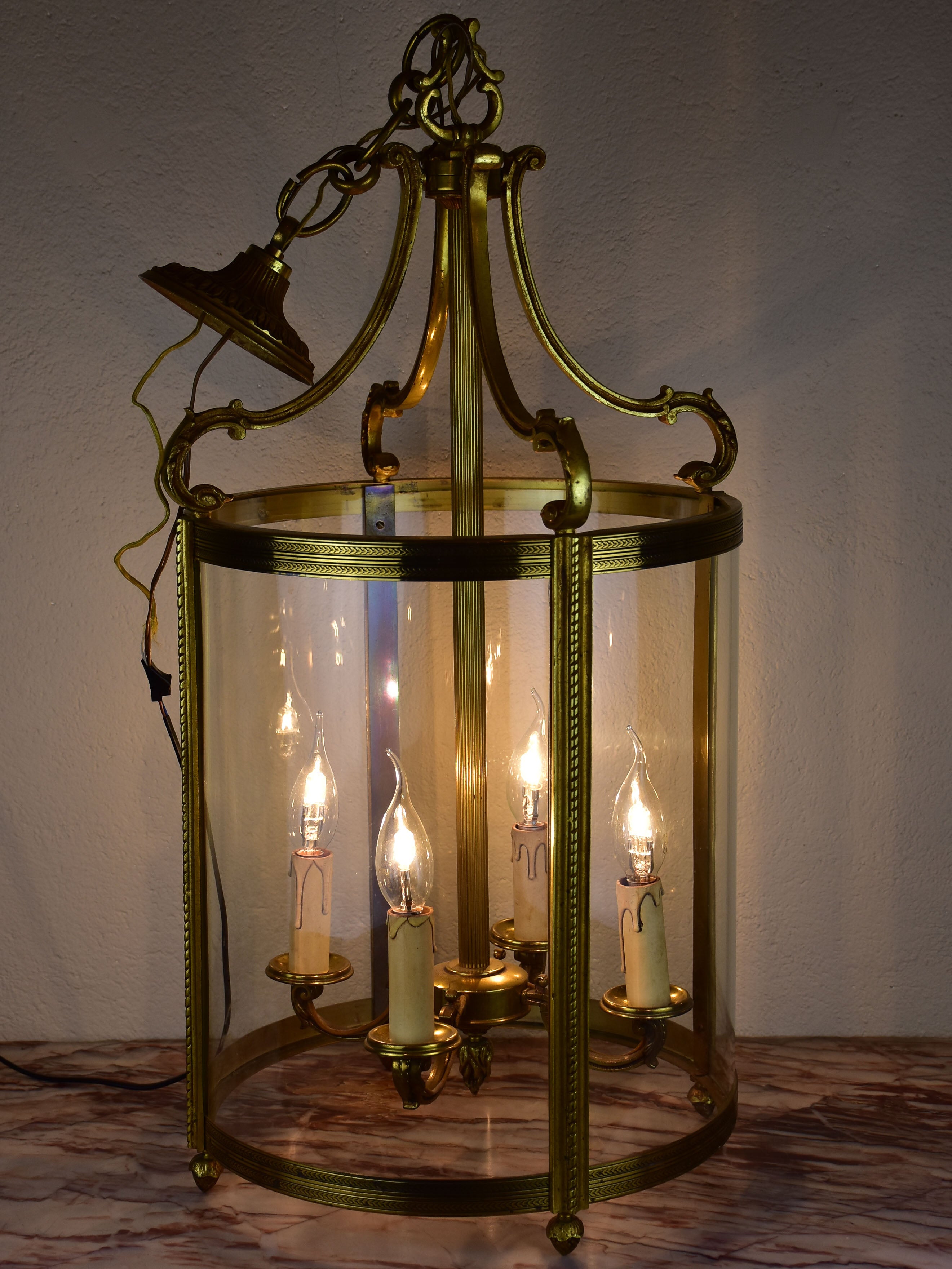 Louis XVI style lantern - bronze and glass