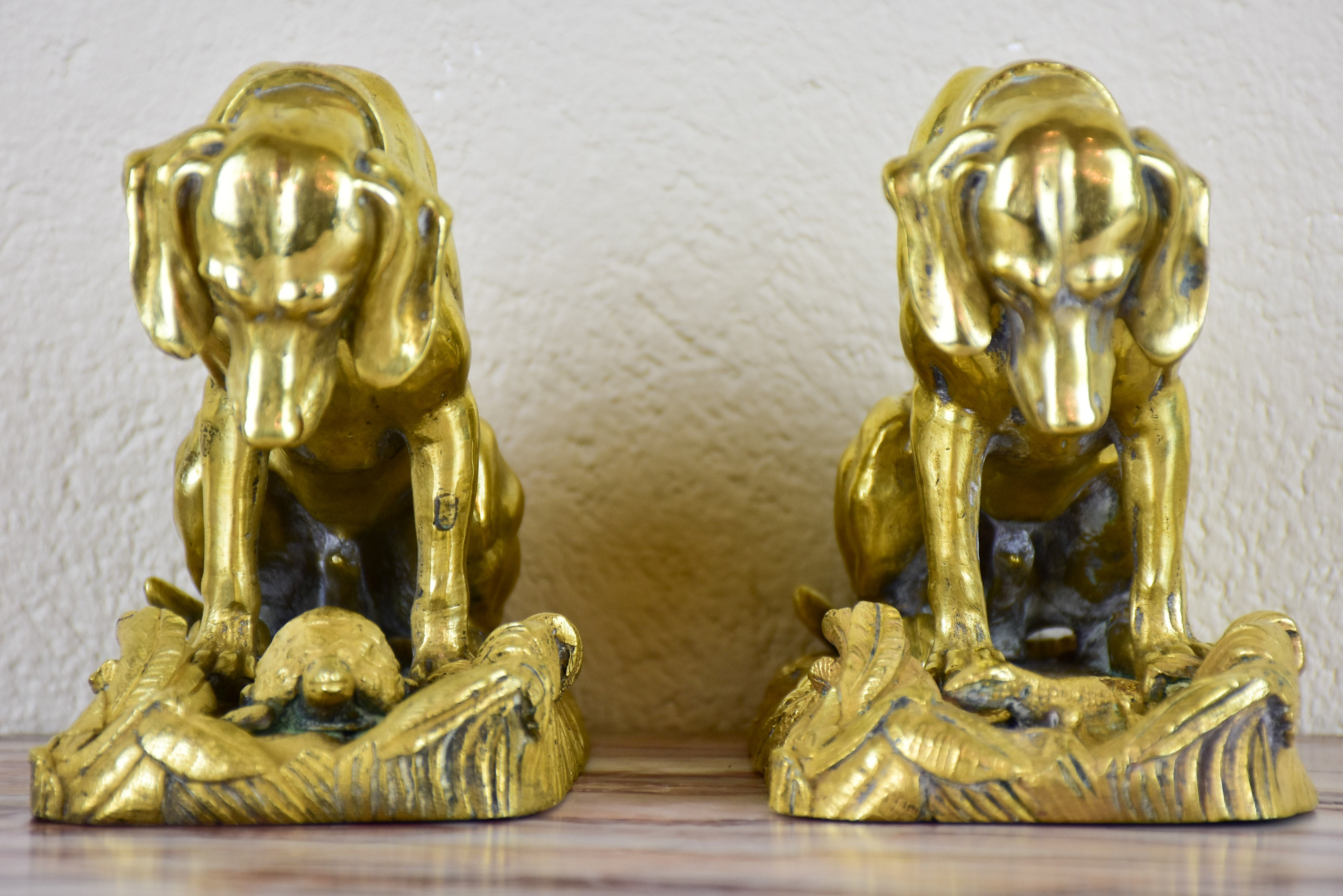 Pair of antique french bookends - dogs