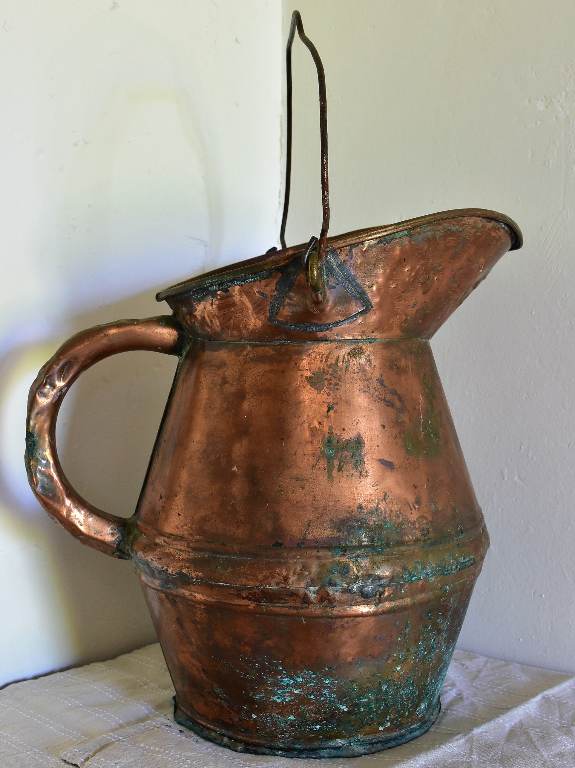 Antique French copper watering can / water pitcher