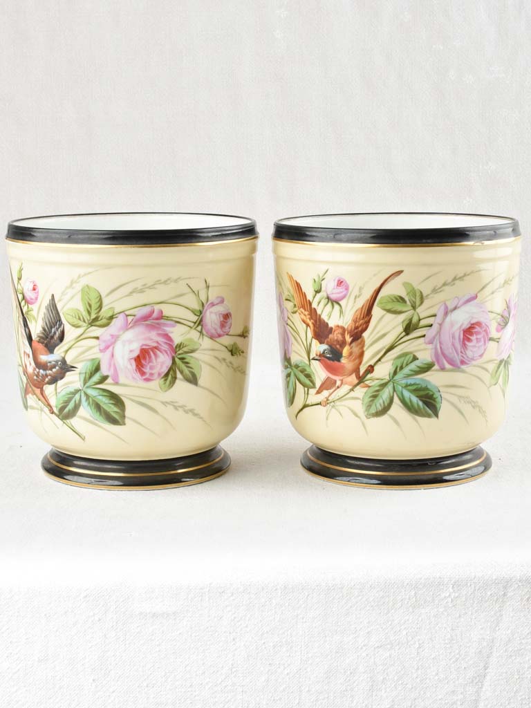 Porcelain pot plant holders with roses