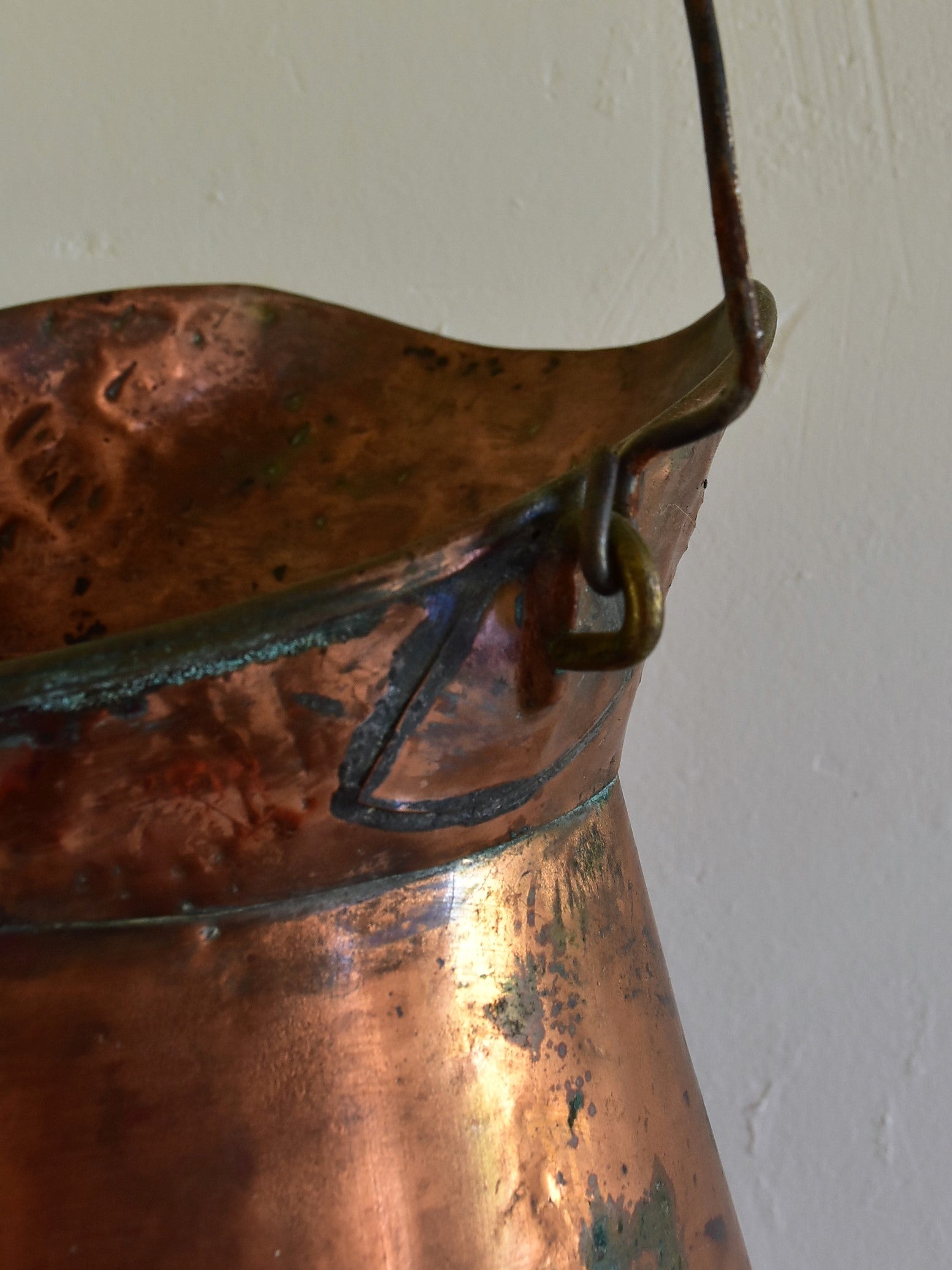 Antique French copper watering can / water pitcher