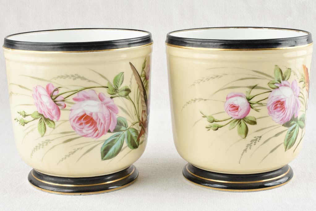 Rose adorned Napoleon III cachepots