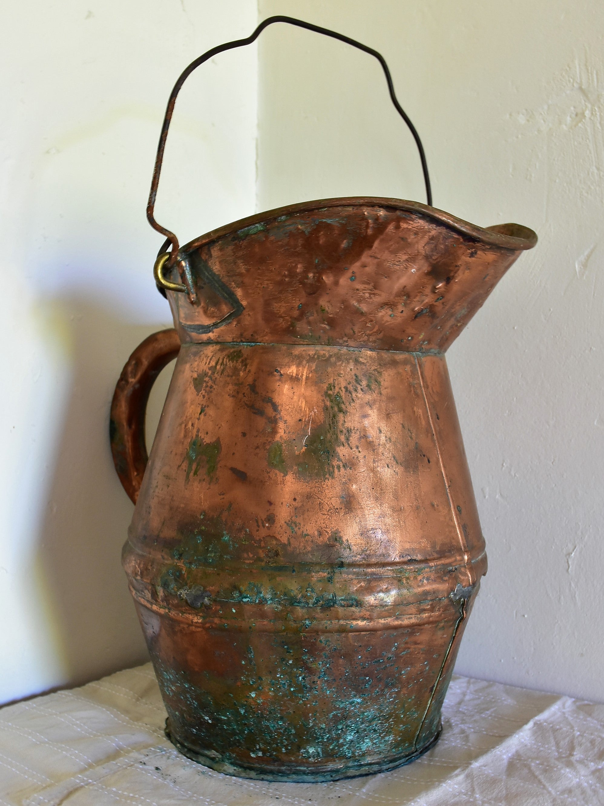 Antique French copper watering can / water pitcher