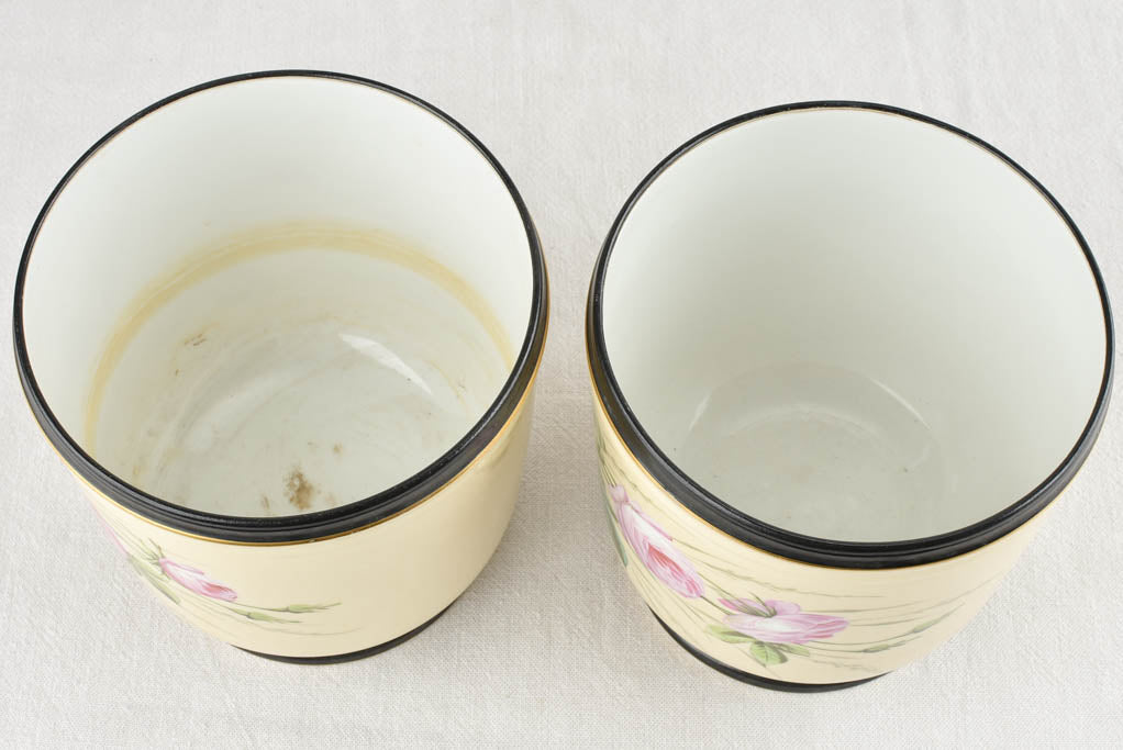 Lovely pair of porcelain cachepots